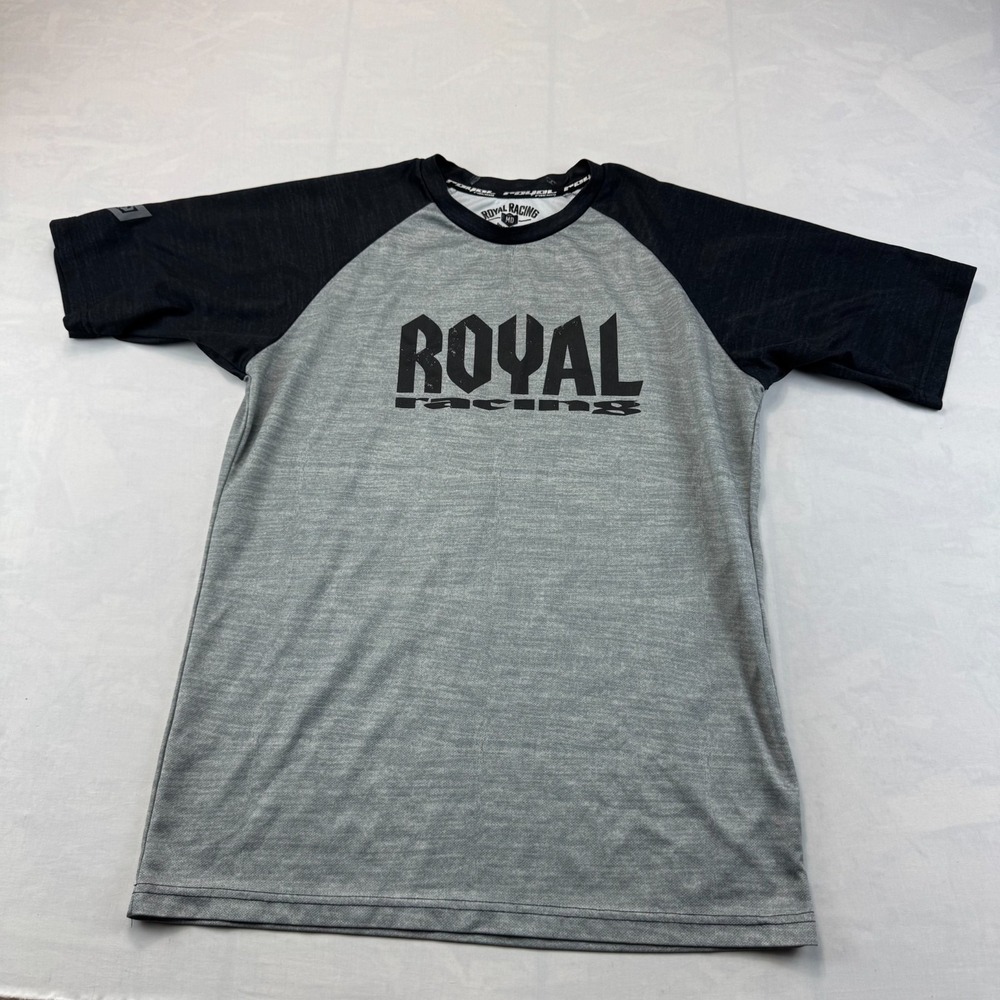 Royal Racing Heritage Jersey Mens M Gray Black Raglan Short Sleeve Performance